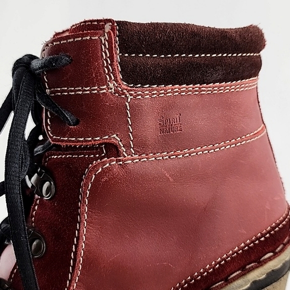 Josef Seibel Kingfisher Red Wine Leather Lace Up Ankle Boots Faux Fur Size 39 - Picture 9 of 16